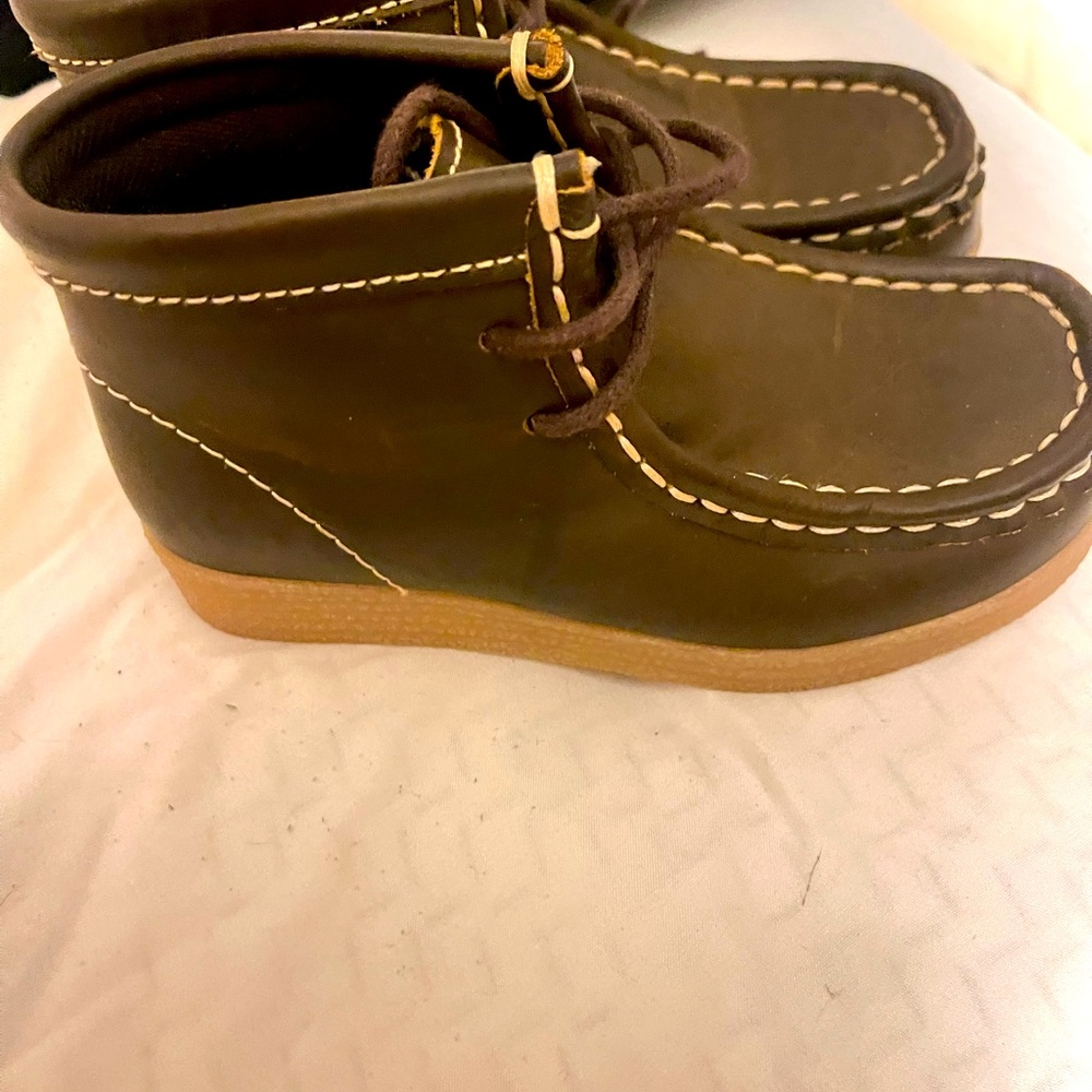 Toddler boy leather chocolate boots NWOT